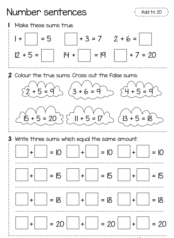 math homework for lkg