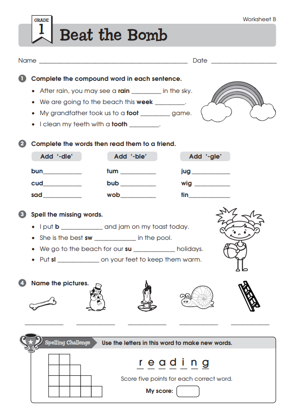 Printable English Worksheets For Class 1 With PDF Download Now