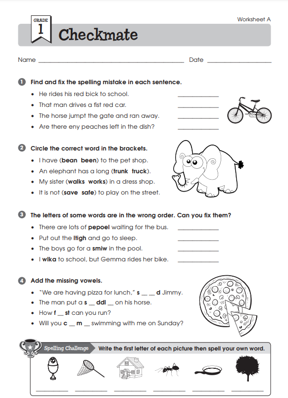 english worksheets for class 1