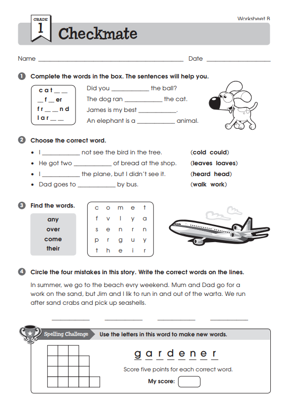 Printable English Worksheets For Class 1 With PDF Download Now