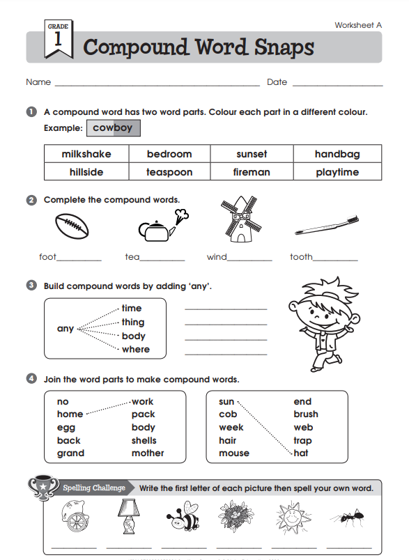 worksheet for class 1 english