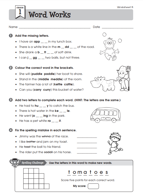 first class english worksheets