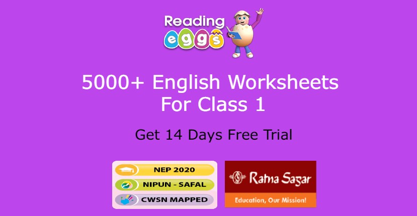 English Worksheets For Class 1