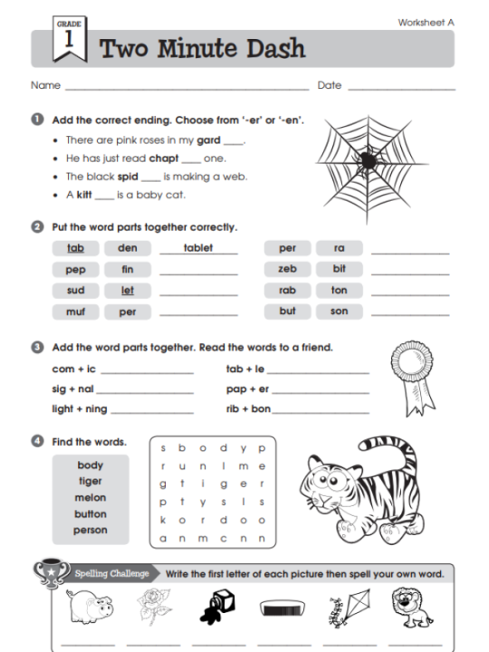 Best English Worksheets For Class 1 – Get Free Printout