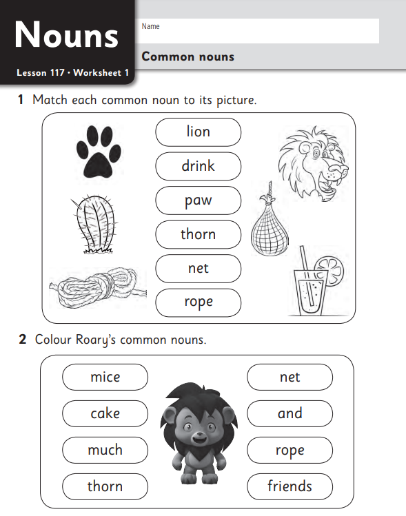 Learn more about Nouns with Worksheets for Class 1: Reading Eggs with Ratna Sagar