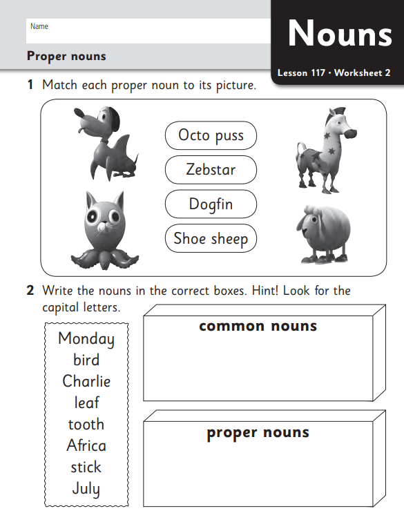 Learn more about Nouns with Worksheets for Class 1: Reading Eggs with Ratna Sagar