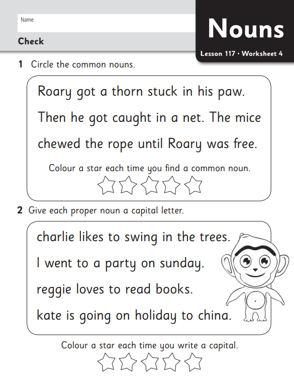 Learn more about Nouns with Worksheets for Class 1: Reading Eggs with Ratna Sagar