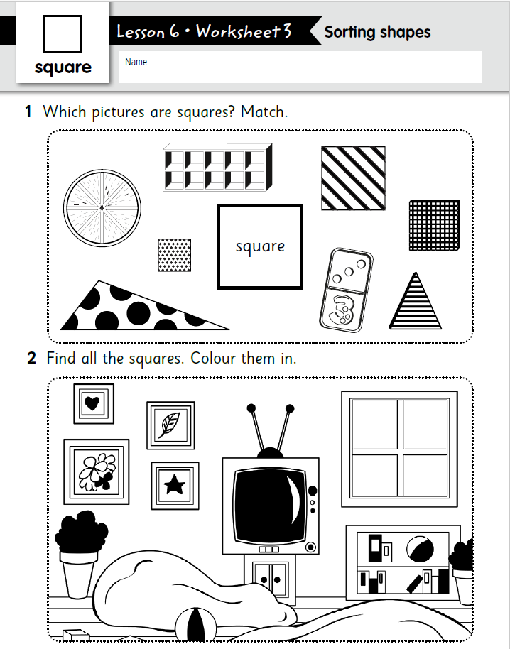 Sorting Shapes Maths Worksheet For Nursery Lesson 6 Worksheet 3